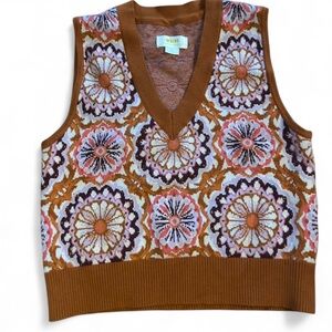 Anthropologie Rust and Pink Knit Vest